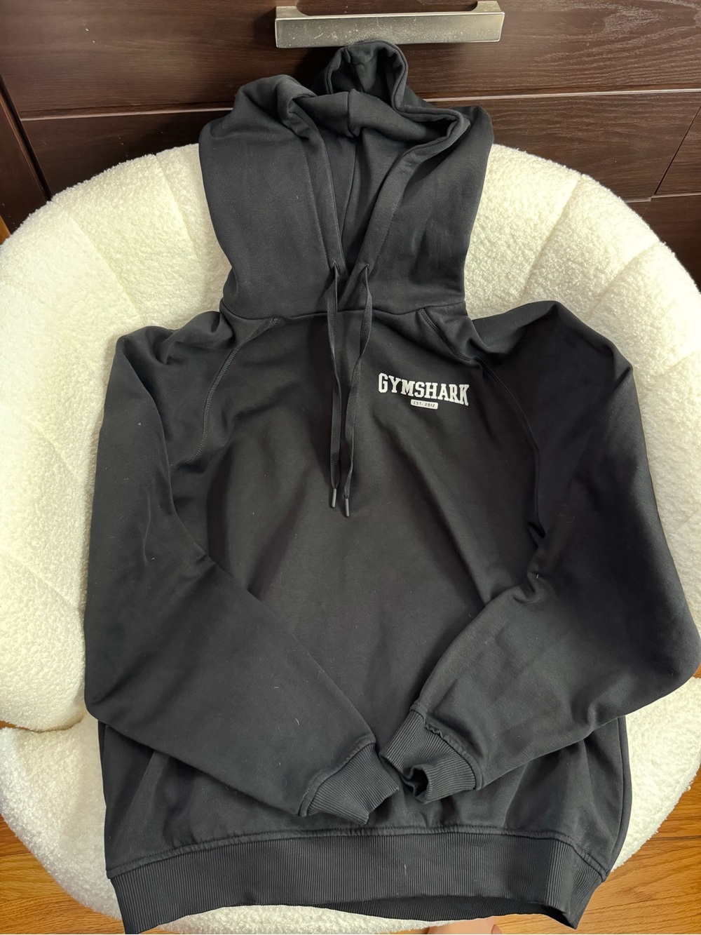 Gymshark Black Hoodie with White Logo in Size Small